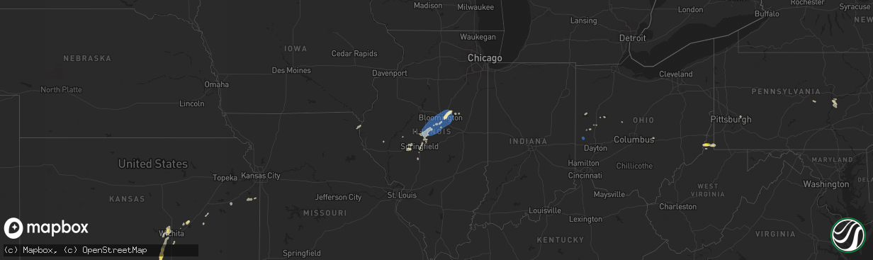 Hail map in Illinois on July 25, 2025