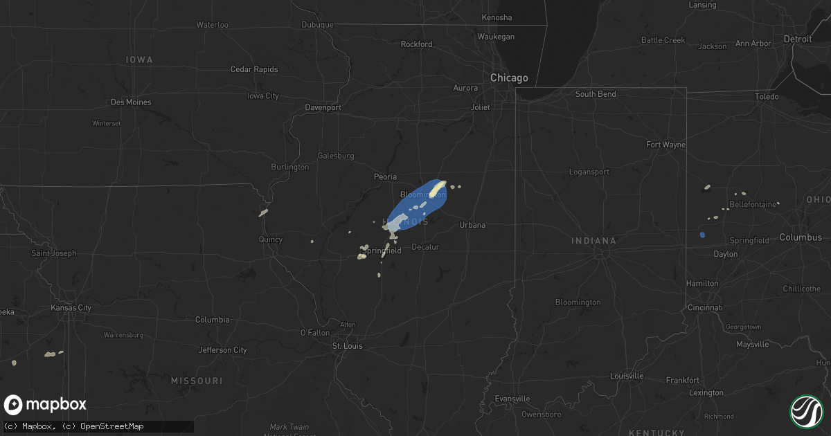 Hail map in Illinois on July 25, 2025