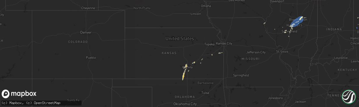 Hail map in Kansas on July 25, 2025