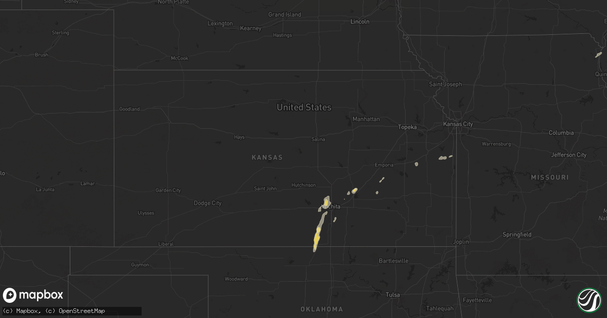 Hail map in Kansas on July 25, 2025