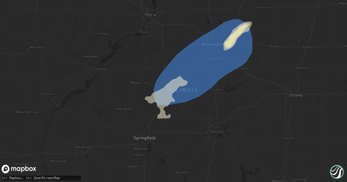 Hail map in Lincoln, IL on July 25, 2025