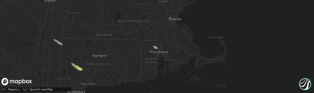 Hail map in Lincoln, RI on July 25, 2025