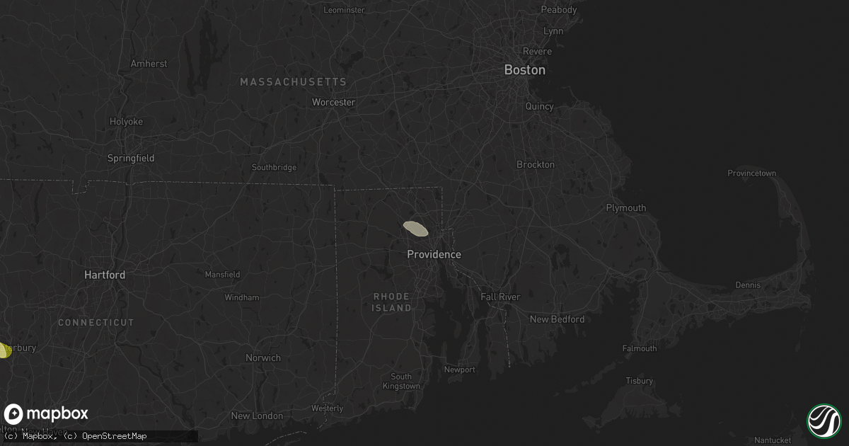 Hail map in Lincoln, RI on July 25, 2025