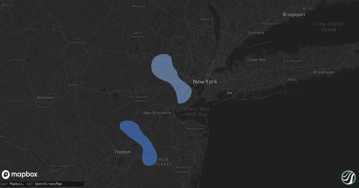 Hail map in Linden, NJ on July 25, 2025