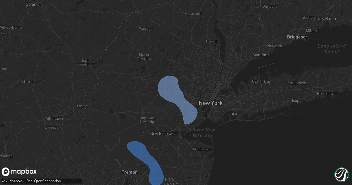 Hail map in Livingston, NJ on July 25, 2025