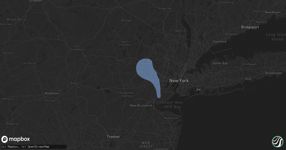 Hail map in Madison, NJ on July 25, 2025
