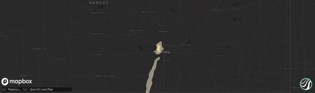 Hail map in Maize, KS on July 25, 2025