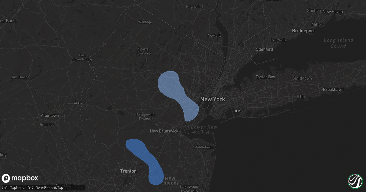 Hail map in Maplewood, NJ on July 25, 2025
