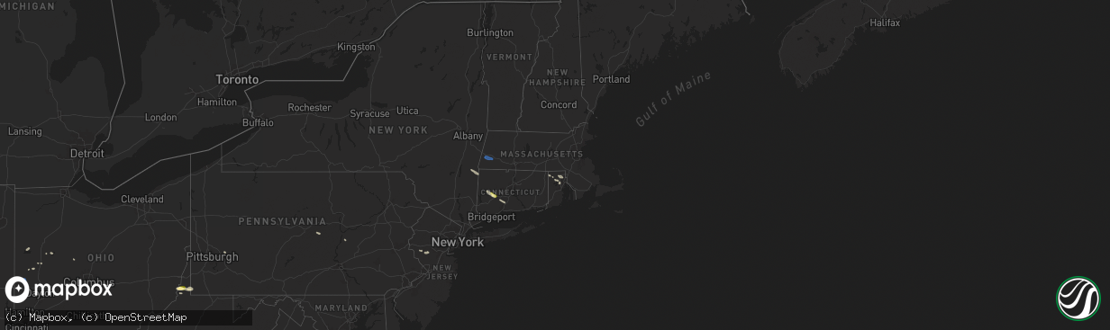 Hail map in Massachusetts on July 25, 2025