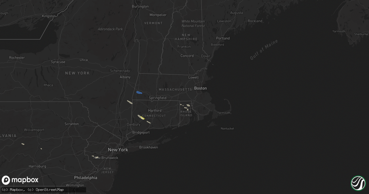 Hail map in Massachusetts on July 25, 2025