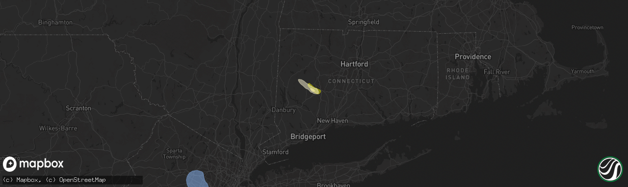 Hail map in Middlebury, CT on July 25, 2025