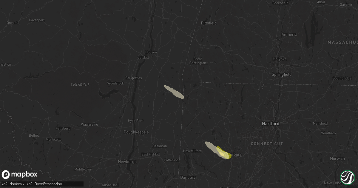 Hail map in Millerton, NY on July 25, 2025