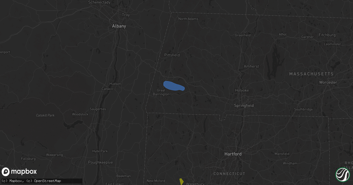 Hail map in Monterey, MA on July 25, 2025