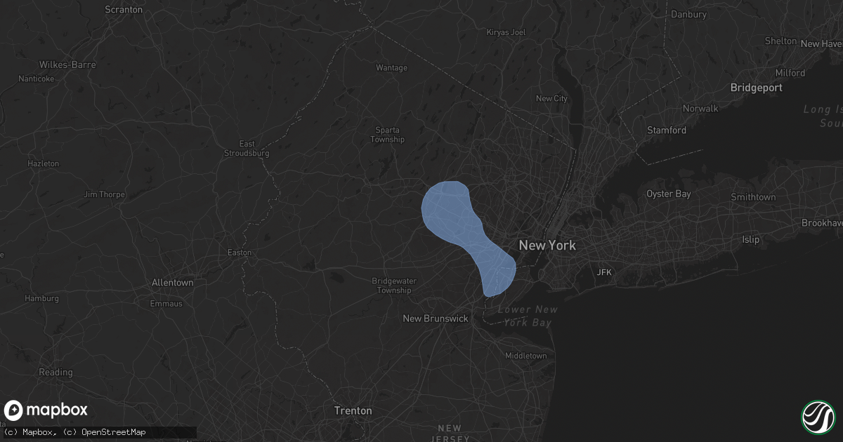 Hail map in Morristown, NJ on July 25, 2025