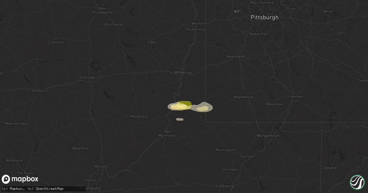 Hail map in Moundsville, WV on July 25, 2025