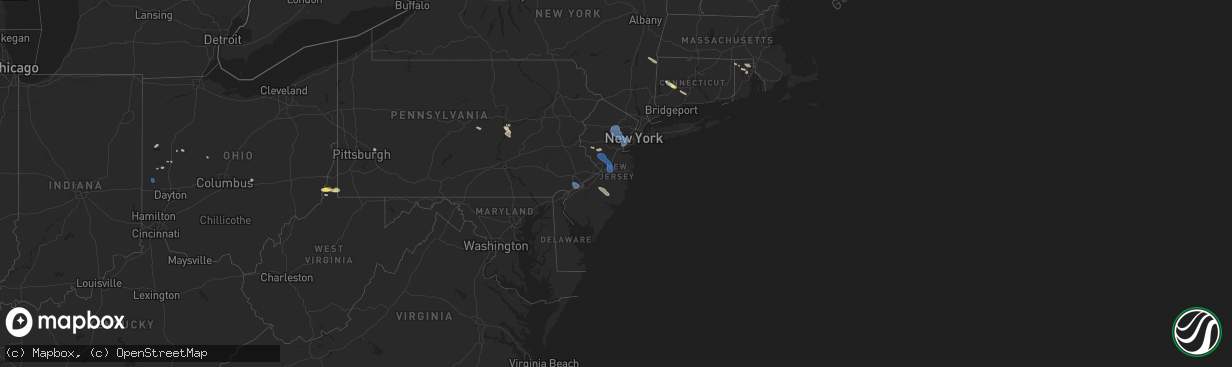 Hail map in New Jersey on July 25, 2025