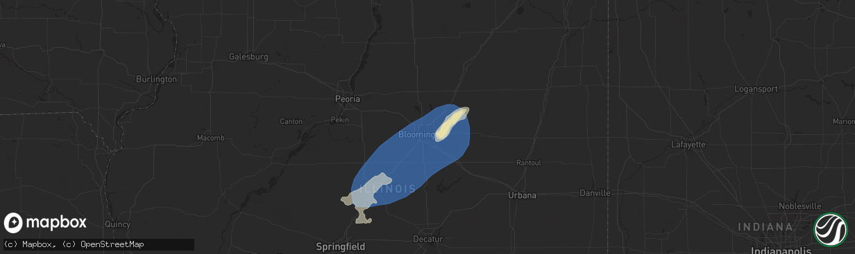 Hail map in Normal, IL on July 25, 2025