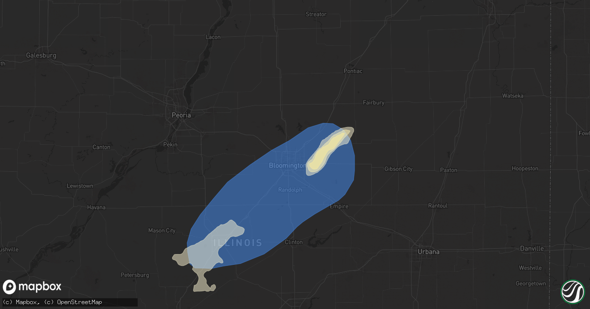 Hail map in Normal, IL on July 25, 2025