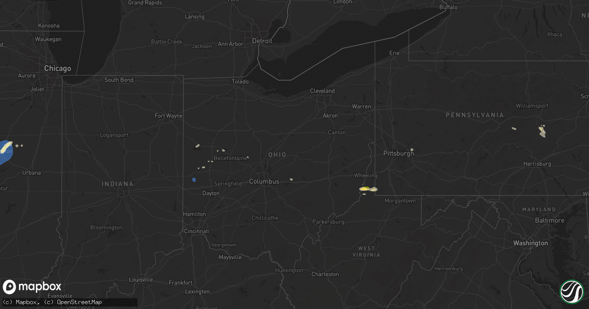 Hail map in Ohio on July 25, 2025