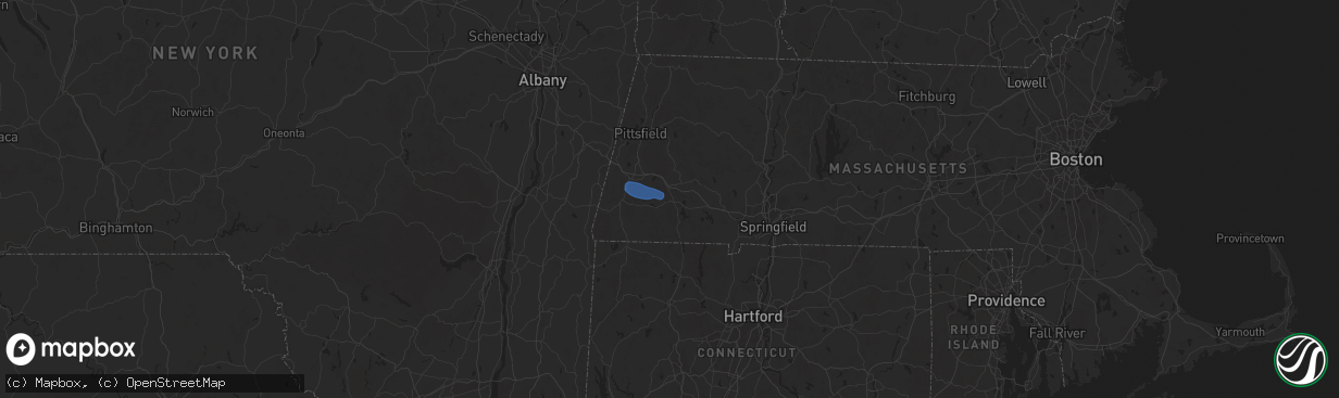 Hail map in Otis, MA on July 25, 2025