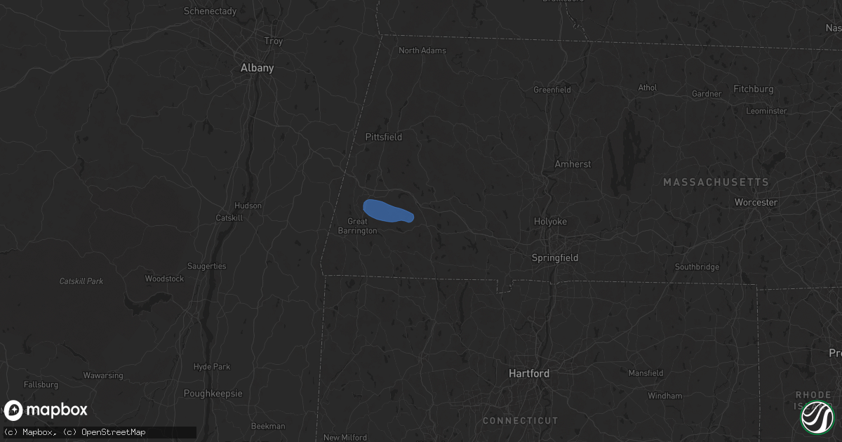 Hail map in Otis, MA on July 25, 2025