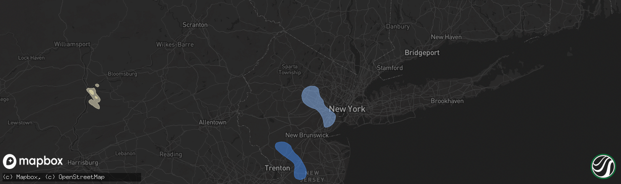 Hail map in Parsippany, NJ on July 25, 2025