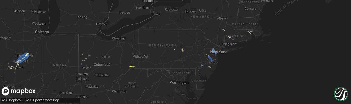 Hail map in Pennsylvania on July 25, 2025