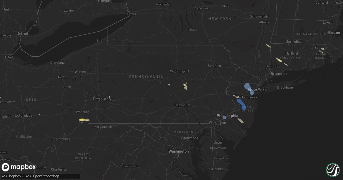 Hail map in Pennsylvania on July 25, 2025