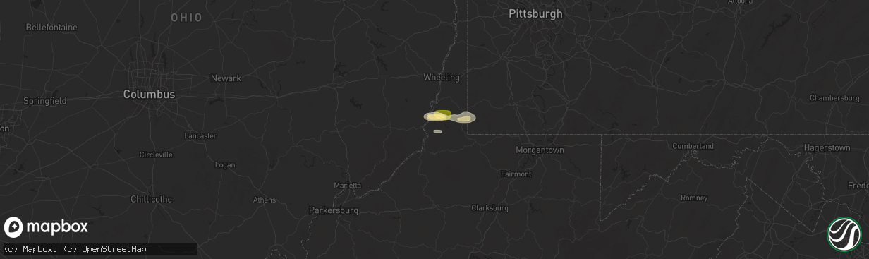 Hail map in Proctor, WV on July 25, 2025