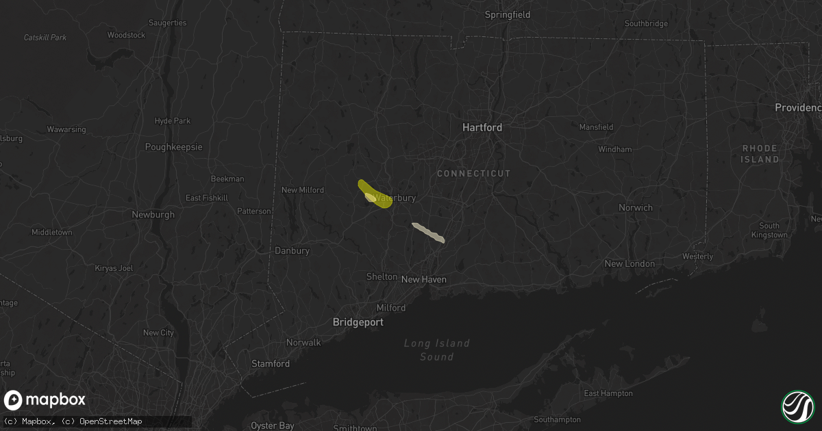 Hail map in Prospect, CT on July 25, 2025