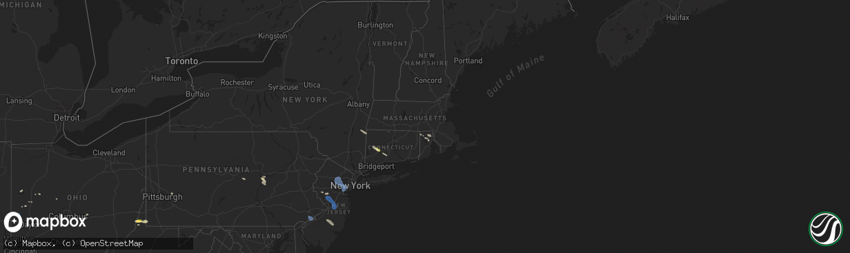 Hail map in Rhode Island on July 25, 2025