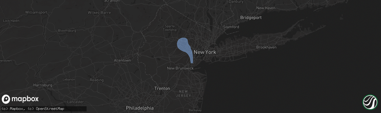 Hail map in Roselle, NJ on July 25, 2025