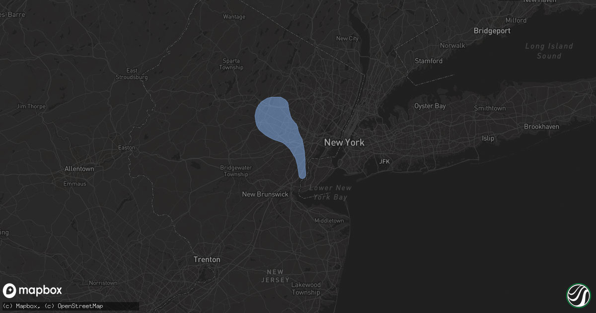 Hail map in Roselle, NJ on July 25, 2025