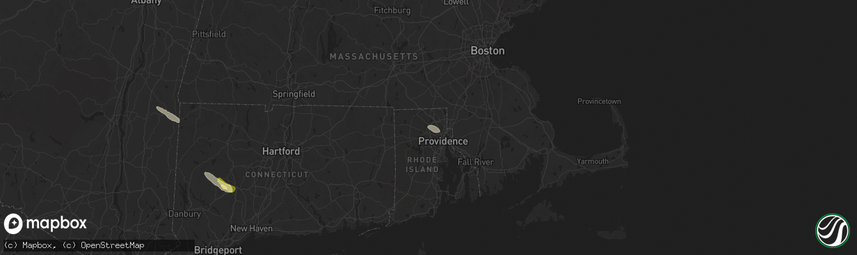 Hail map in Smithfield, RI on July 25, 2025