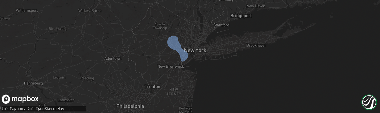 Hail map in Staten Island, NY on July 25, 2025