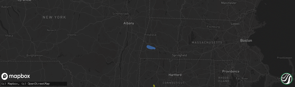 Hail map in Stockbridge, MA on July 25, 2025