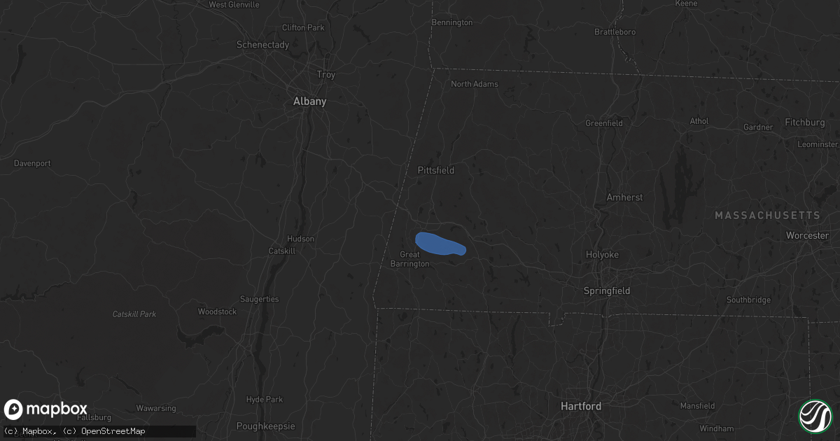 Hail map in Stockbridge, MA on July 25, 2025