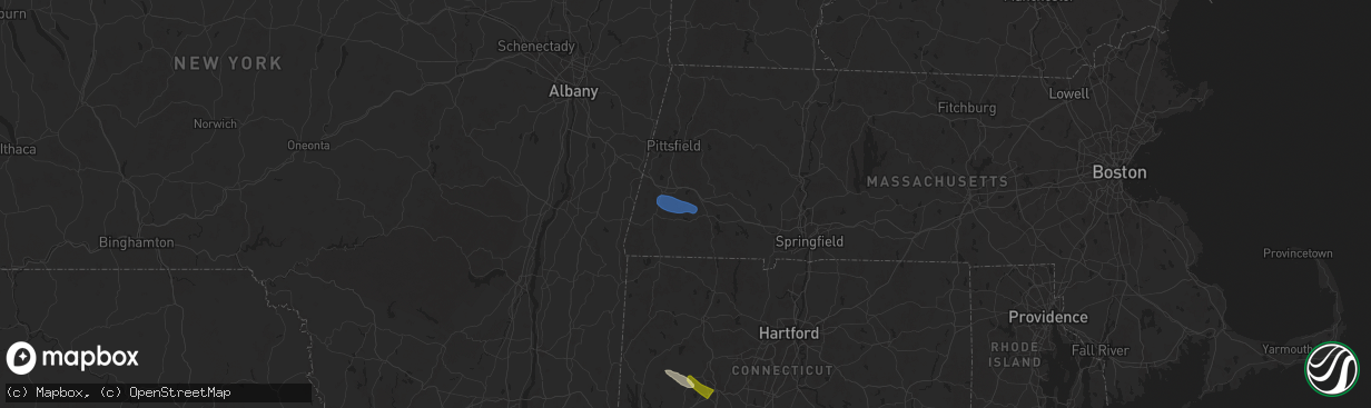 Hail map in Tyringham, MA on July 25, 2025