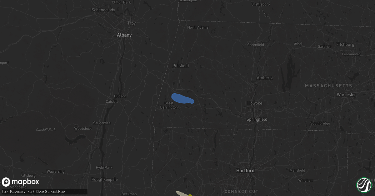 Hail map in Tyringham, MA on July 25, 2025
