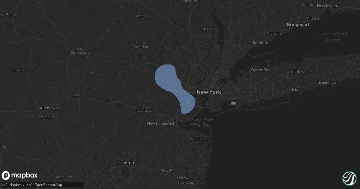 Hail map in Union, NJ on July 25, 2025