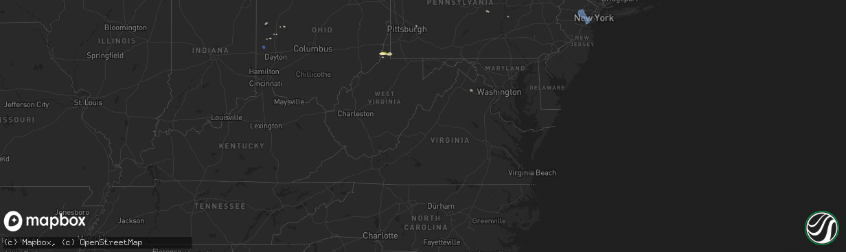 Hail map in Virginia on July 25, 2025