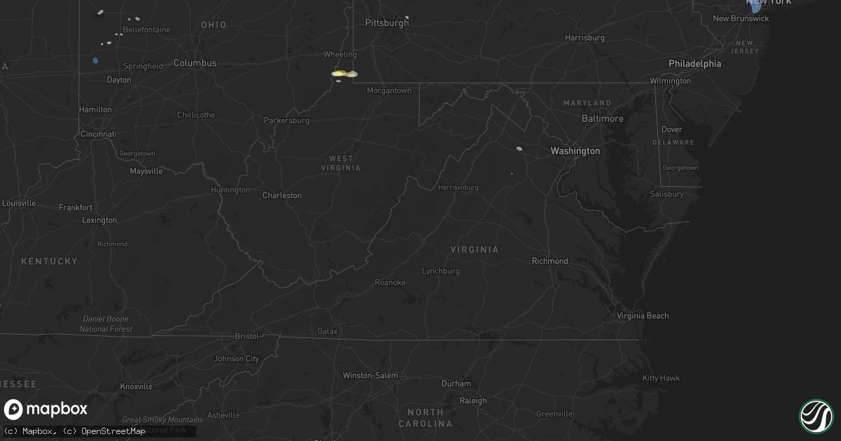 Hail map in Virginia on July 25, 2025