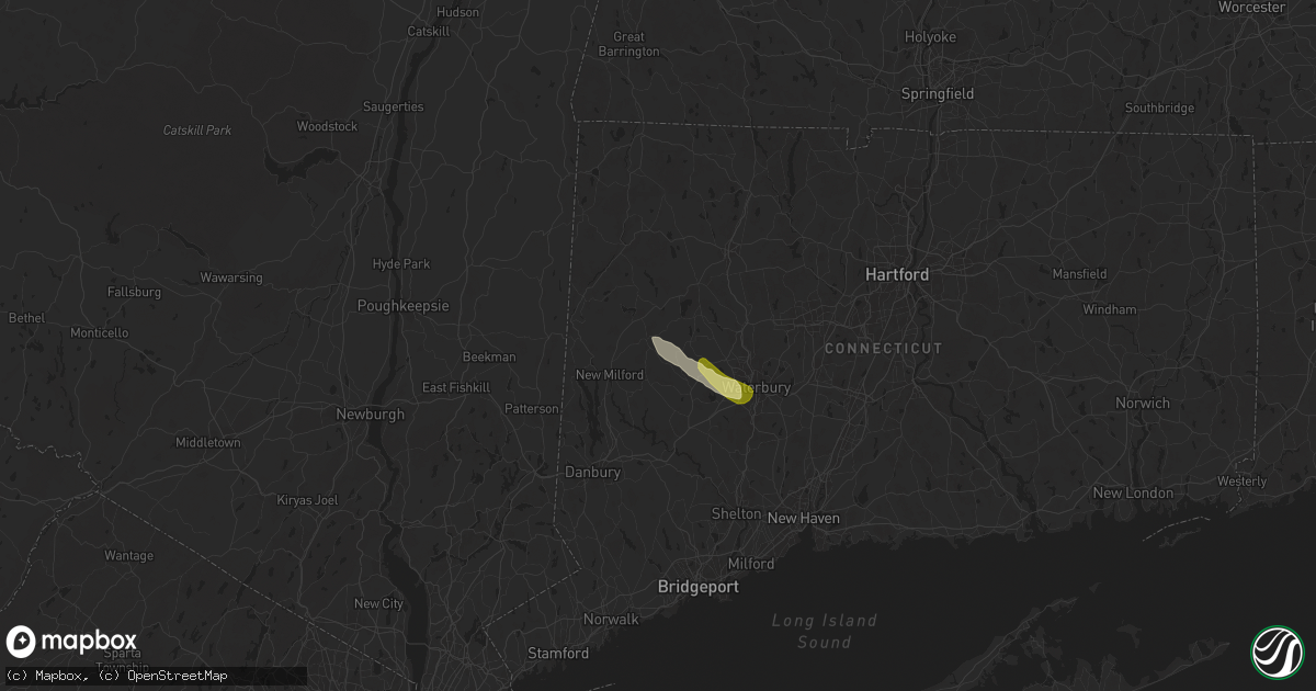 Hail map in Washington, CT on July 25, 2025