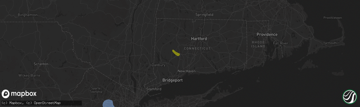 Hail map in Waterbury, CT on July 25, 2025