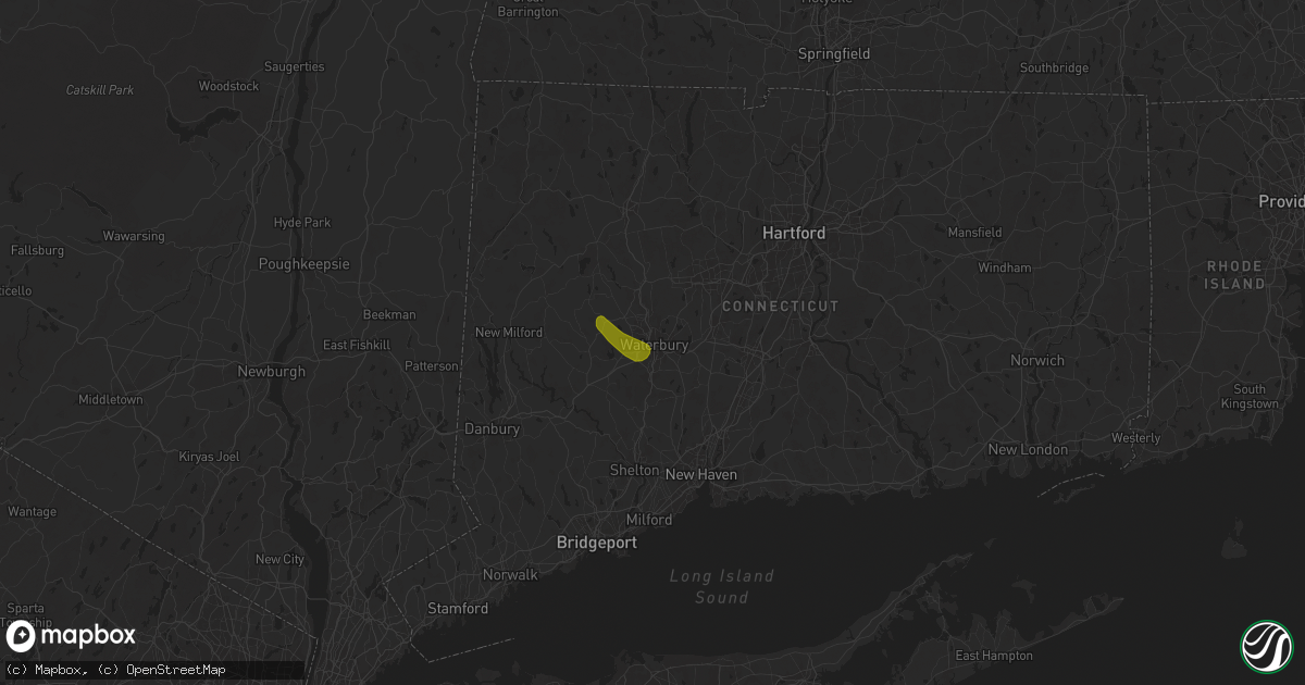 Hail map in Waterbury, CT on July 25, 2025
