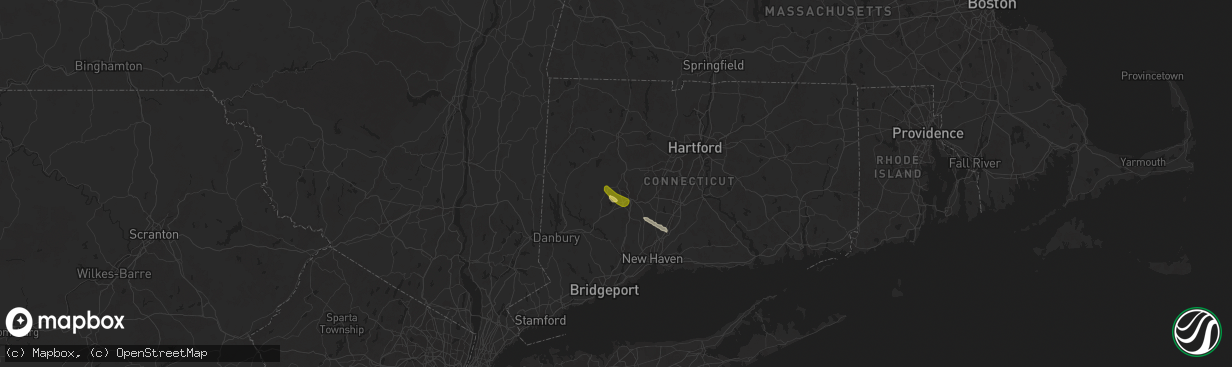 Hail map in Watertown, CT on July 25, 2025