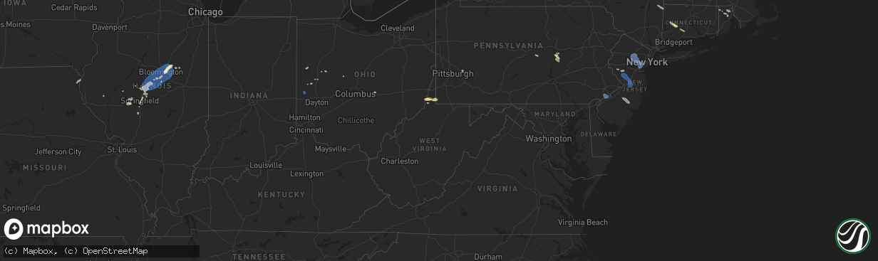 Hail map in West Virginia on July 25, 2025