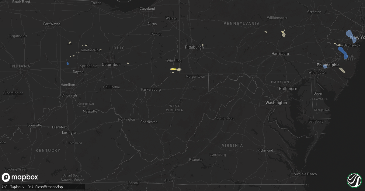 Hail map in West Virginia on July 25, 2025