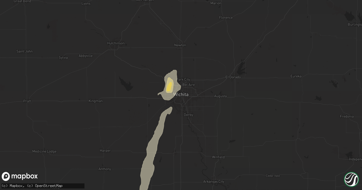 Hail map in Wichita, KS on July 25, 2025