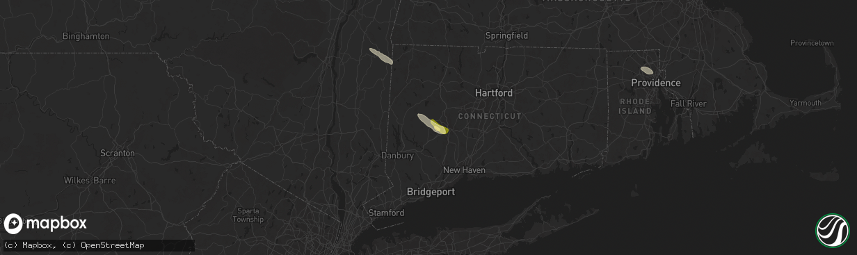 Hail map in Woodbury, CT on July 25, 2025